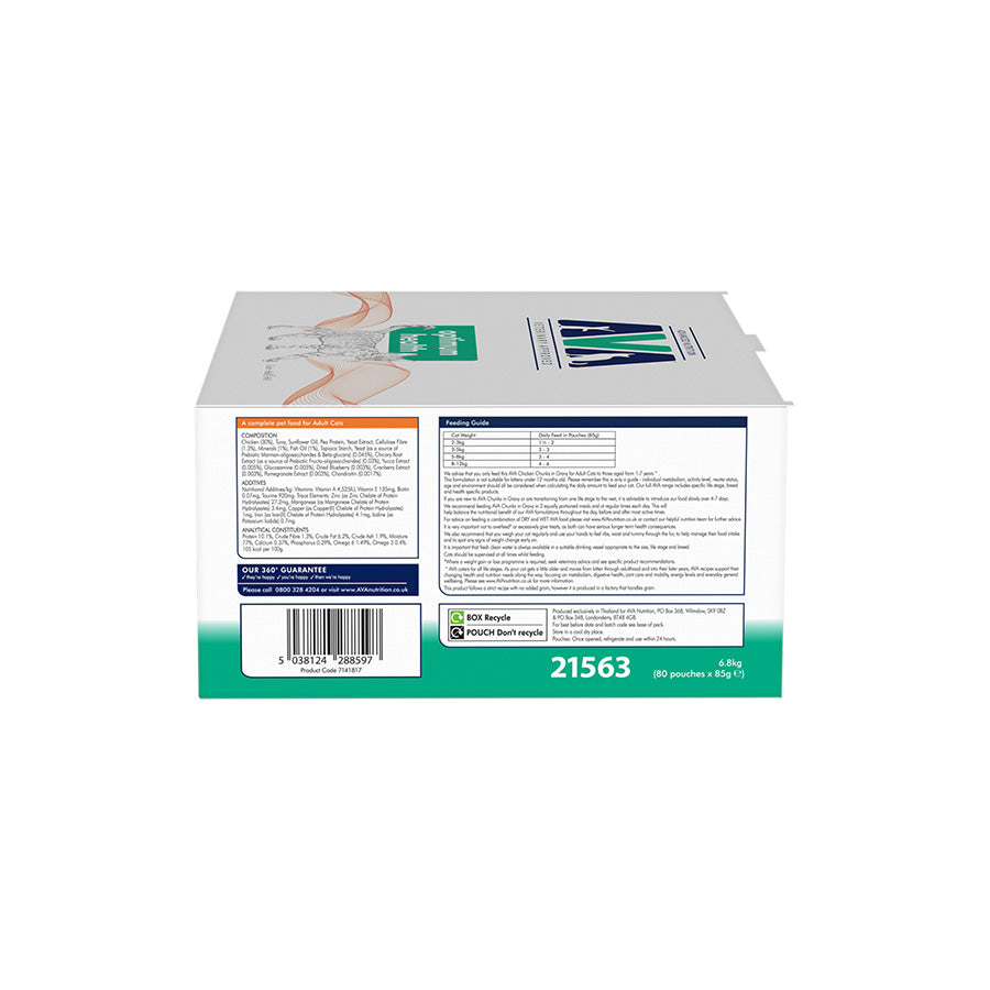 AVA Optimum Health Wet Adult Cat Food Chicken In Gravy 80x85g