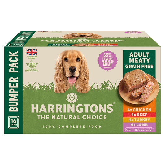 Harringtons Grain Free Wet Dog Food Meaty Selection 16x400g