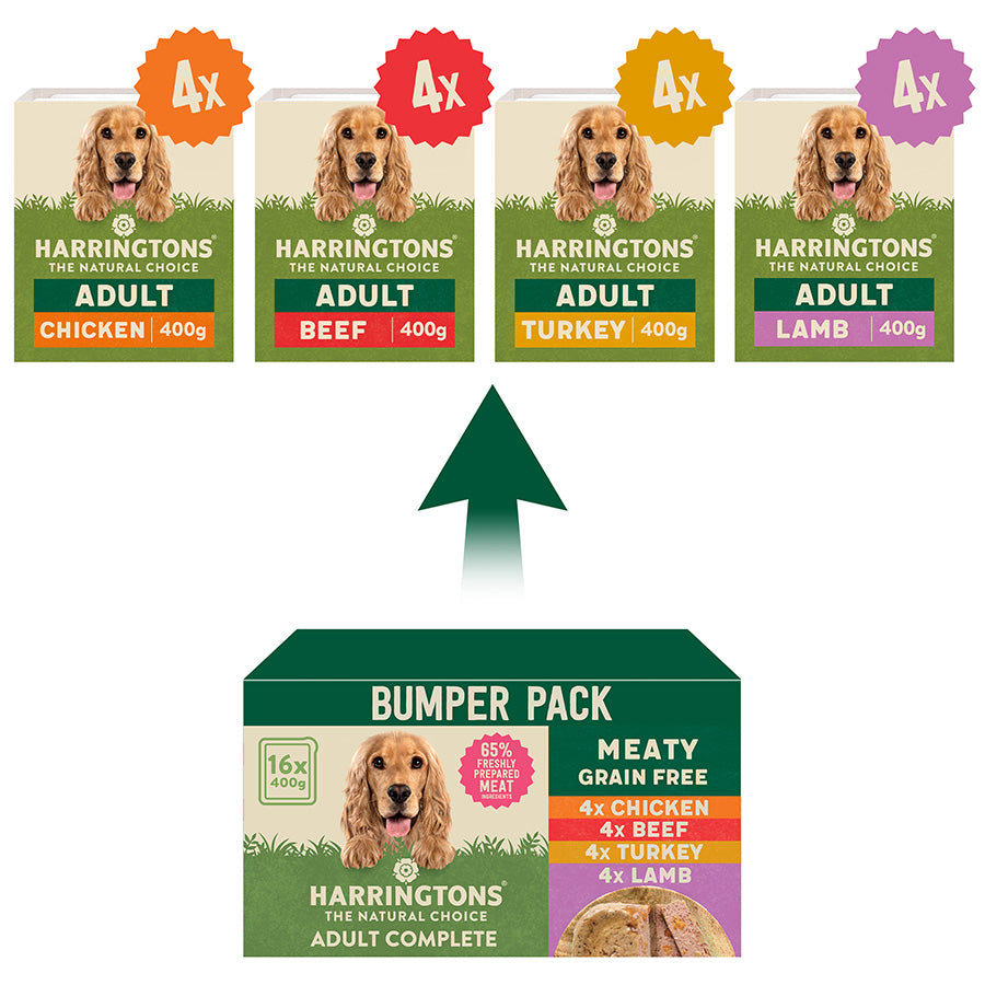 Harringtons Grain Free Wet Dog Food Meaty Selection 16x400g
