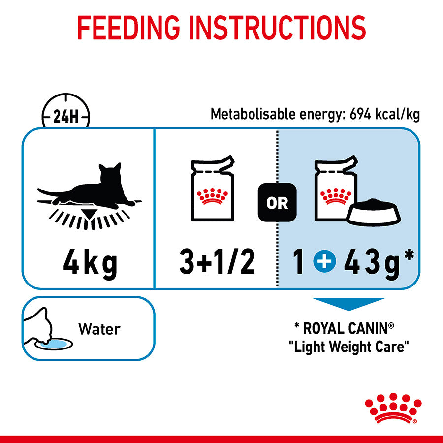 Royal Canin Feline Light Weight Wet Adult Cat Food Gravy 48x85g