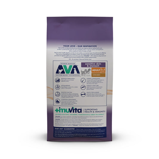 AVA Sensitive Skin & Stomach Adult Dry Dog Food Chicken 15kg