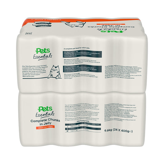 Pets Essentials Adult Cat Wet Food Chunks in Jelly Variety 9.6kg