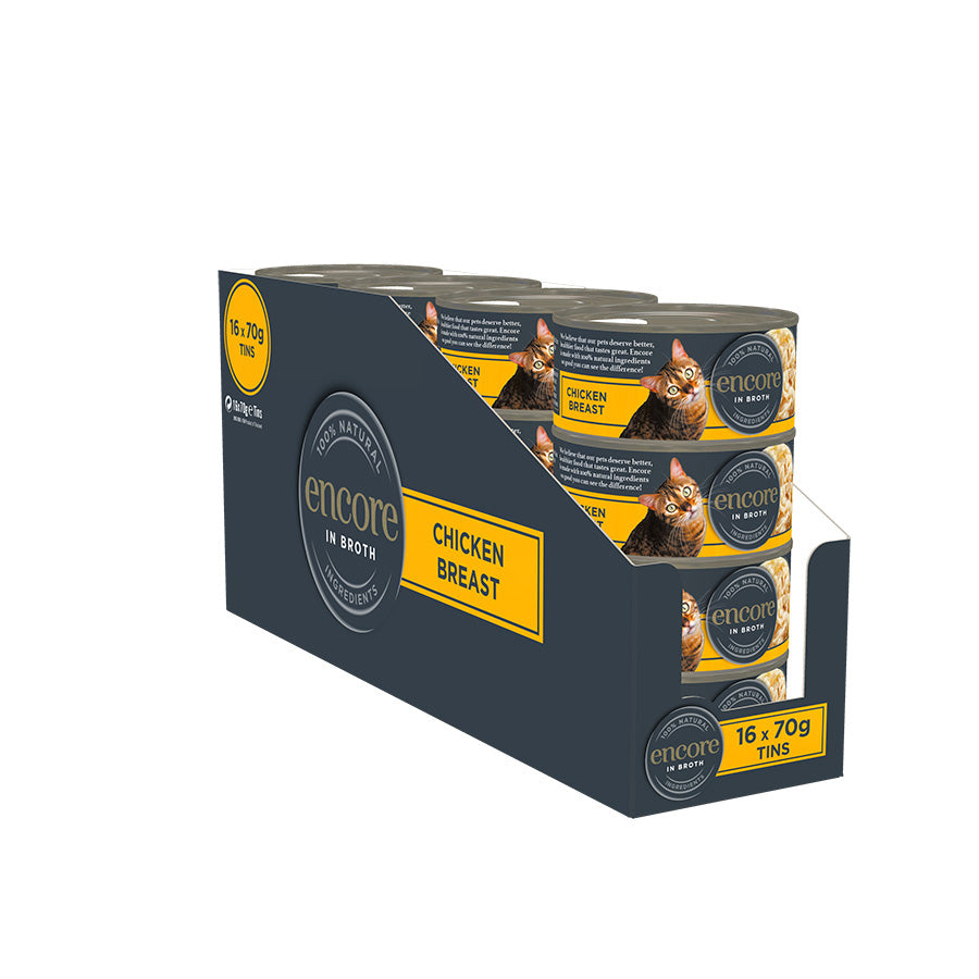 Encore Adult Wet Cat Food Chicken Breast in Broth 16x70g