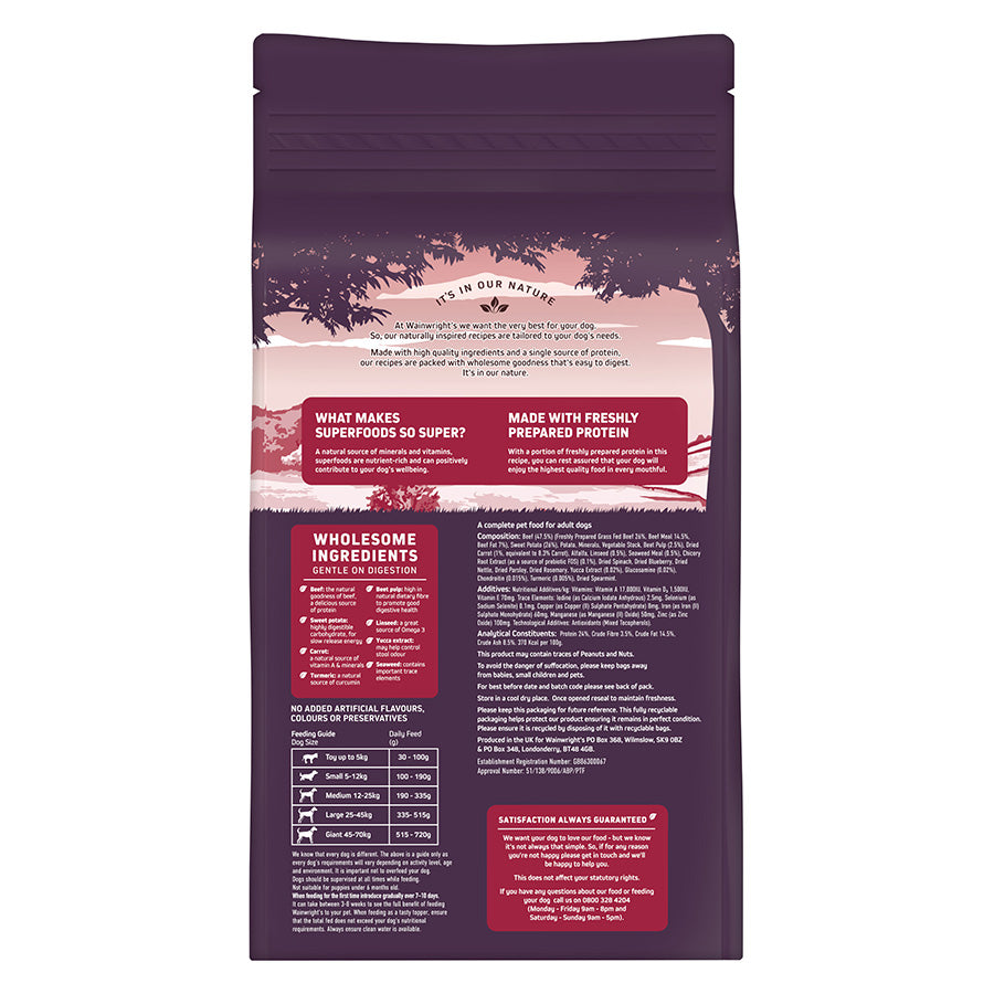 Wainwright's Dry Adult Dog Food Beef With Superfoods