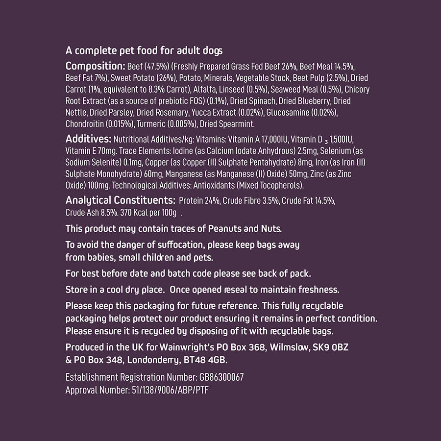 Wainwright's Dry Adult Dog Food Beef With Superfoods