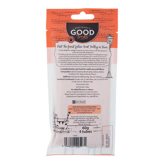 Seriously Good Creamy Lickable Kitten & Cat Treats Salmon 4x15g