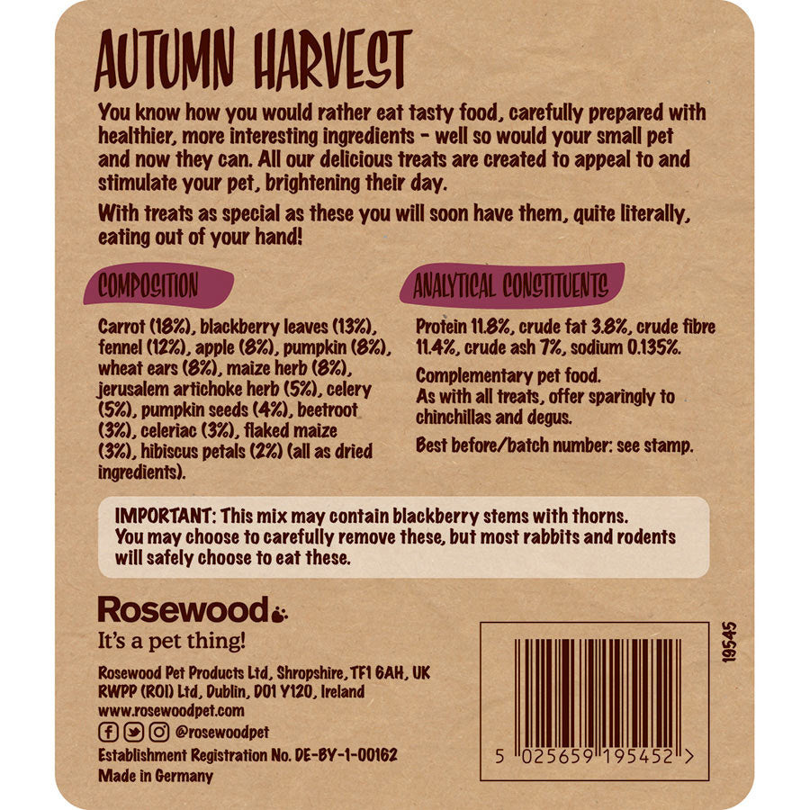 Naturals Autumn Harvest Salad Small Animal Treat Mix 150g