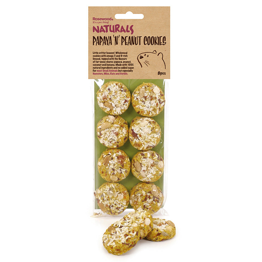 Naturals Papaya 'n' Peanut Cookie Small Animal Treats 8 Pack 80g
