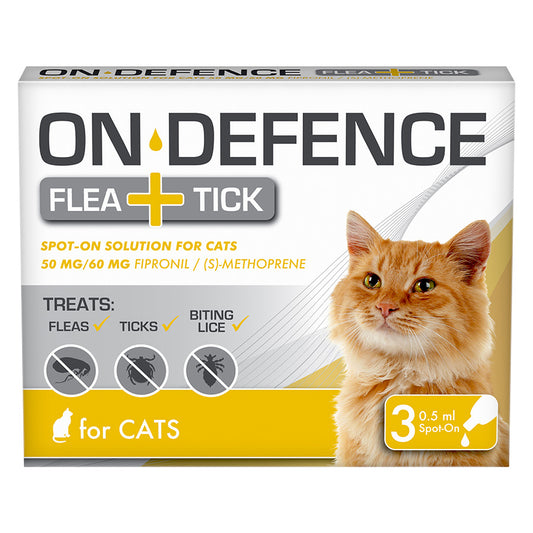 On Defence Spot-On Cat Flea & Tick Solution 1kg+ 3 Pack
