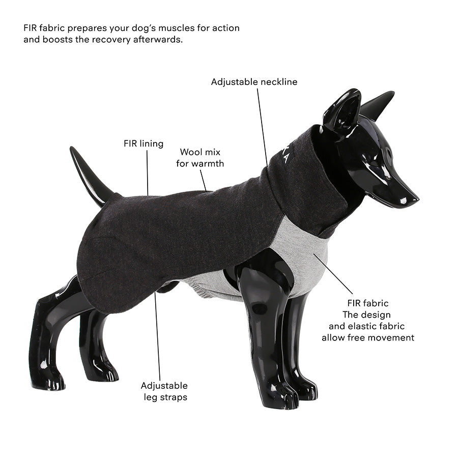 Paikka FIR Lined Wool Mix Winter Dog Shirt Grey Large