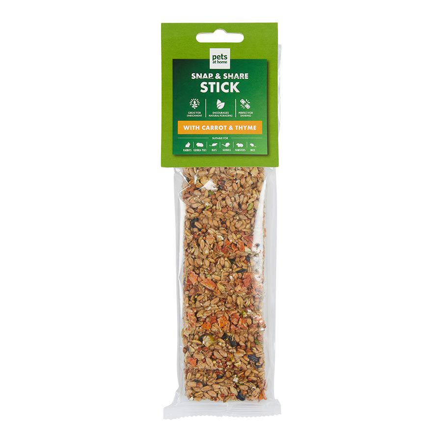 Pets at Home Small Animal Snap & Share Treat Stick with Carrots & Thyme 110g
