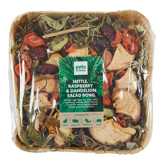 Pets at Home Small Animal Treat Nettle, Raspberry & Dandelion Salad Bowl 40g