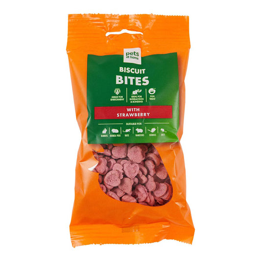 Pets at Home Small Animal Biscuit Bites Treats with Strawberry 60g