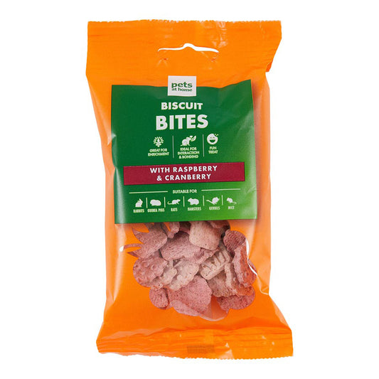 Pets at Home Small Animal Biscuit Bites Treats with Raspberry & Cranberry 60g