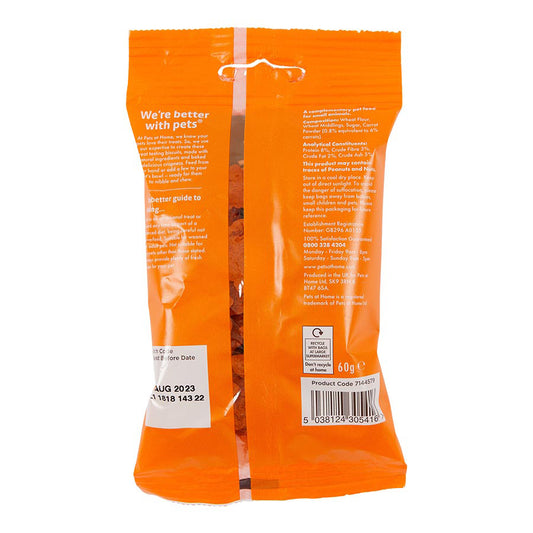 Pets at Home Small Animal Biscuit Bites Treats with Carrot 60g