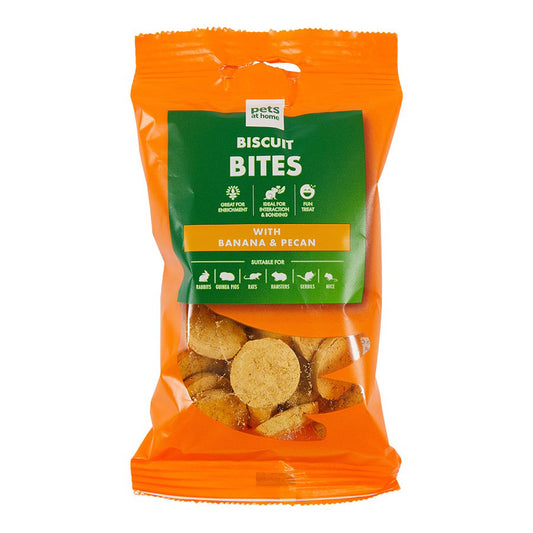 Pets at Home Small Animal Biscuit Bites Treats with Banana & Pecan 60g