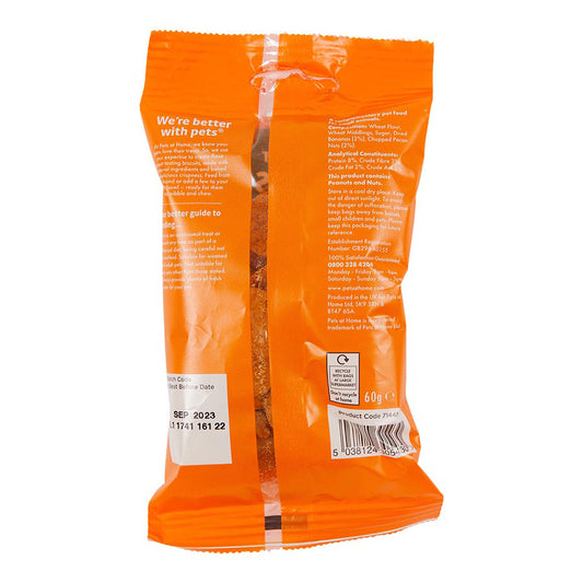 Pets at Home Small Animal Biscuit Bites Treats with Banana & Pecan 60g