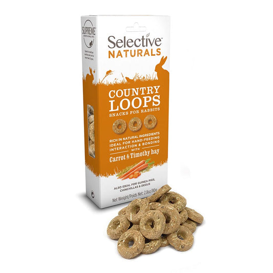 Selective Naturals Country Loops Small Animal Treats with Carrot & Timothy Hay 80g