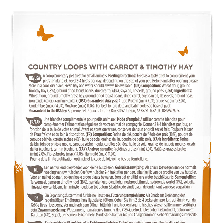 Selective Naturals Country Loops Small Animal Treats with Carrot & Timothy Hay 80g
