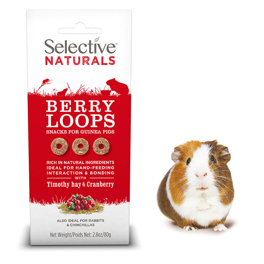 Selective Naturals Berry Loops Small Animal Treats with Timothy Hay & Cranberry 80g