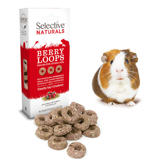 Selective Naturals Berry Loops Small Animal Treats with Timothy Hay & Cranberry 80g