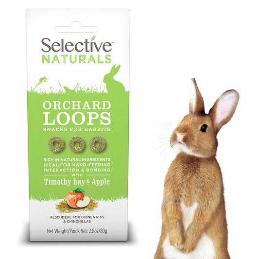 Selective Naturals Orchard Loops Small Animal Treats with Timothy Hay & Apple 80g