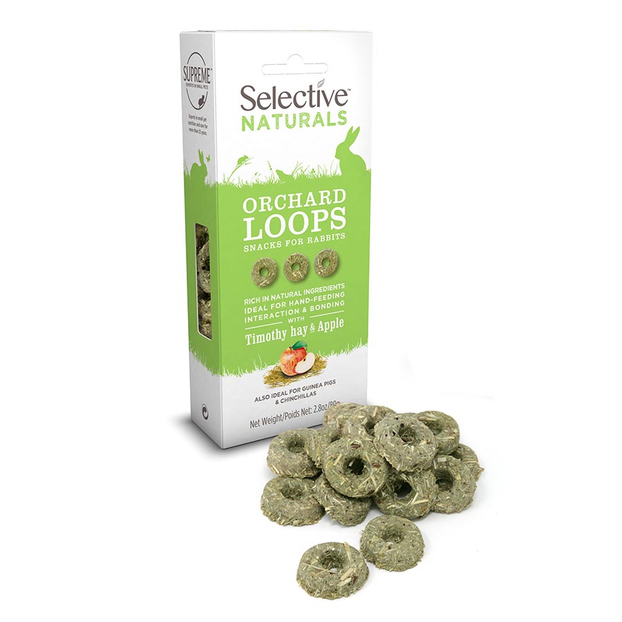 Selective Naturals Orchard Loops Small Animal Treats with Timothy Hay & Apple 80g