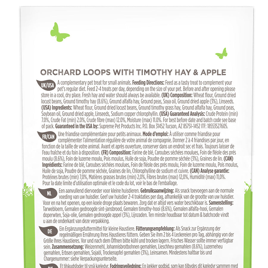 Selective Naturals Orchard Loops Small Animal Treats with Timothy Hay & Apple 80g