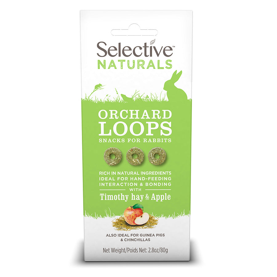 Selective Naturals Orchard Loops Small Animal Treats with Timothy Hay & Apple 80g