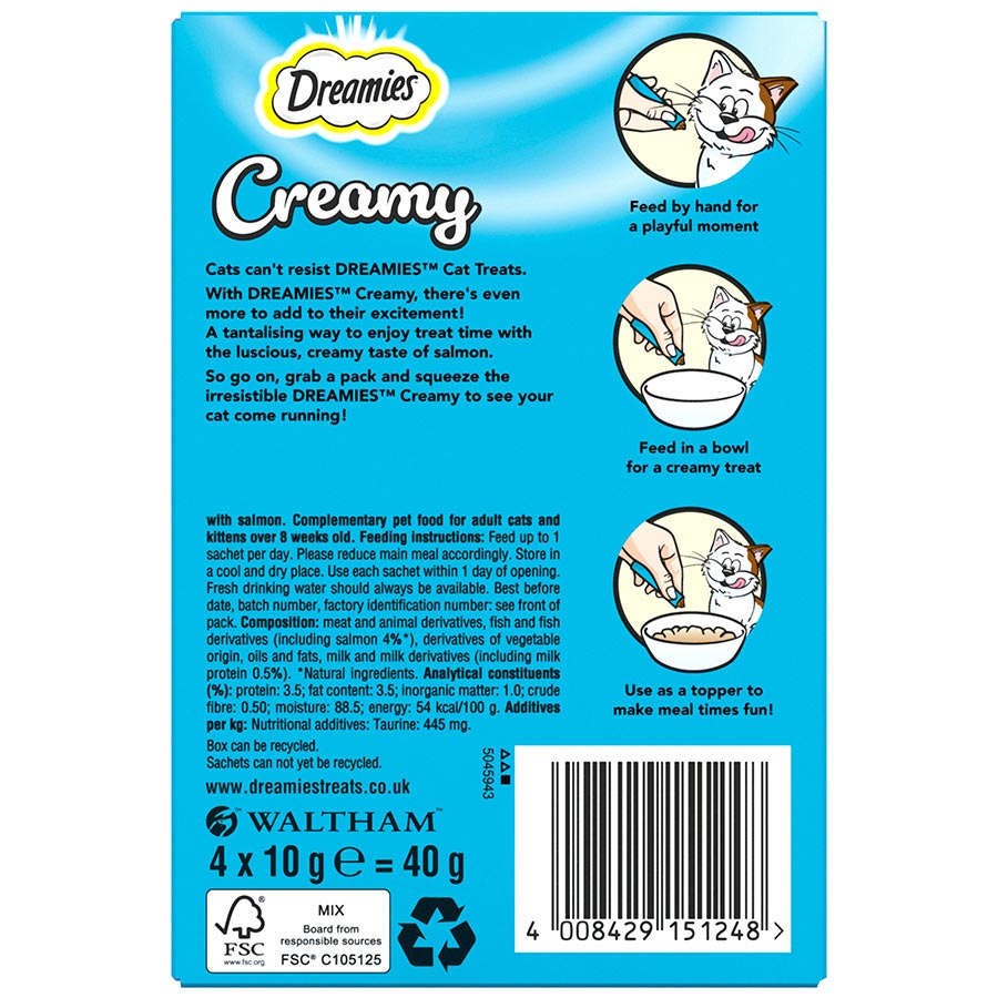 Dreamies Creamy Adult Cat & Kitten Treats with Salmon