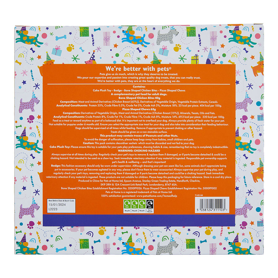 Pets at Home Dog Toy & Treats Birthday Box 103g