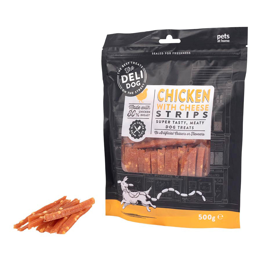 The Deli Dog Chicken With Cheese Strips Dog Treats 500g