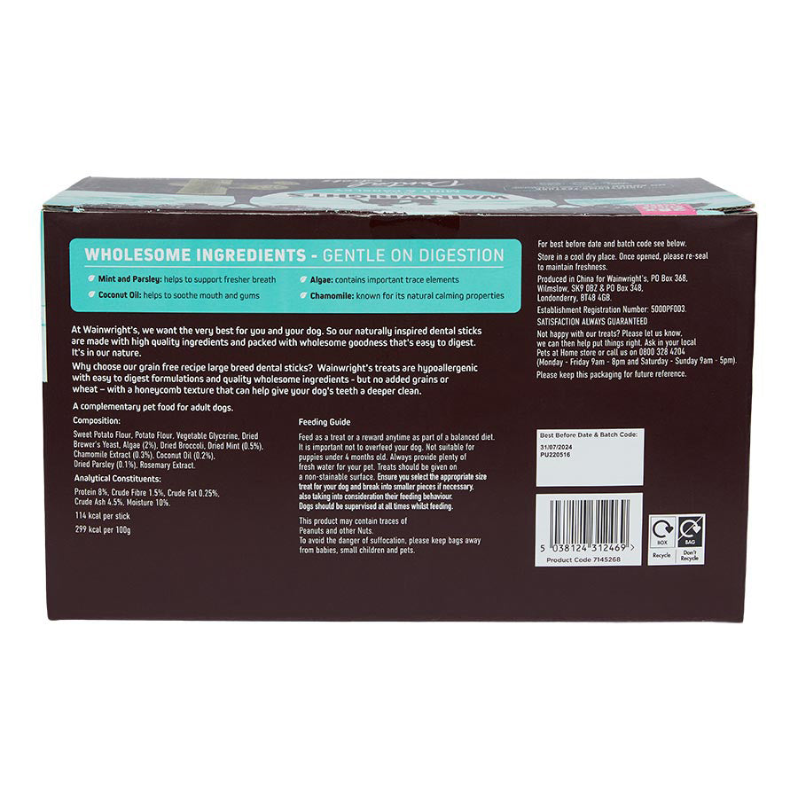 Wainwright's Large Breed Dog Dental Sticks With Mint & Parsley