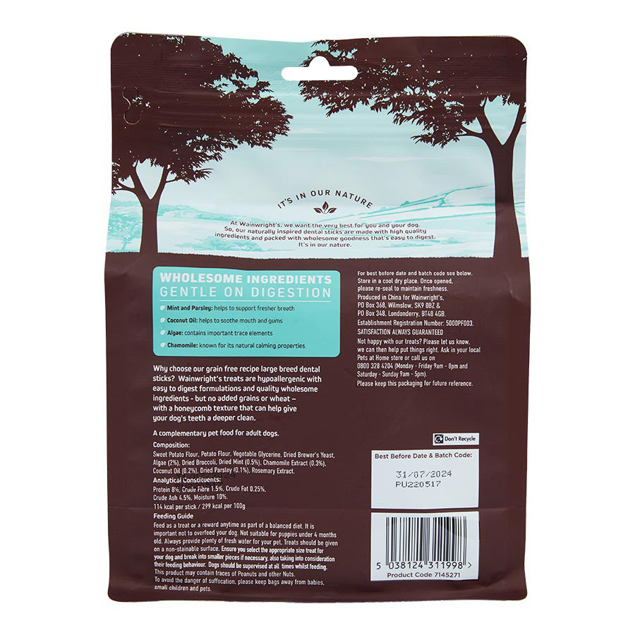Wainwright's Large Breed Dog Dental Sticks With Mint & Parsley