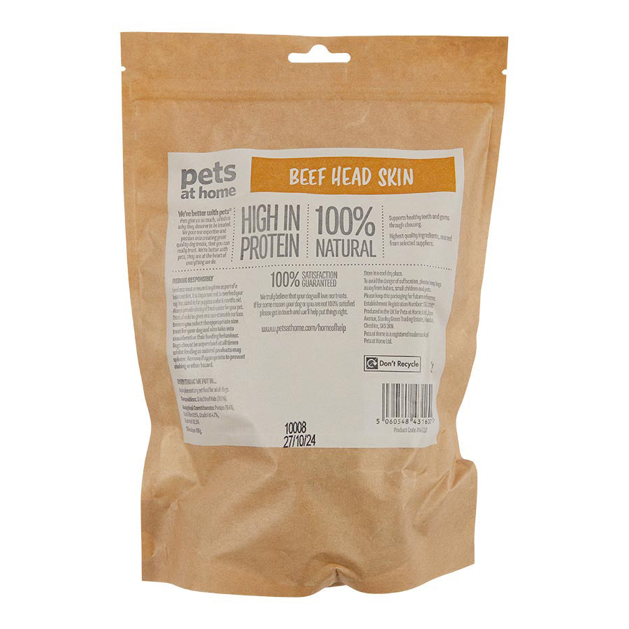 Pets at Home Adult Dog Treats Beef Head Skin 250g