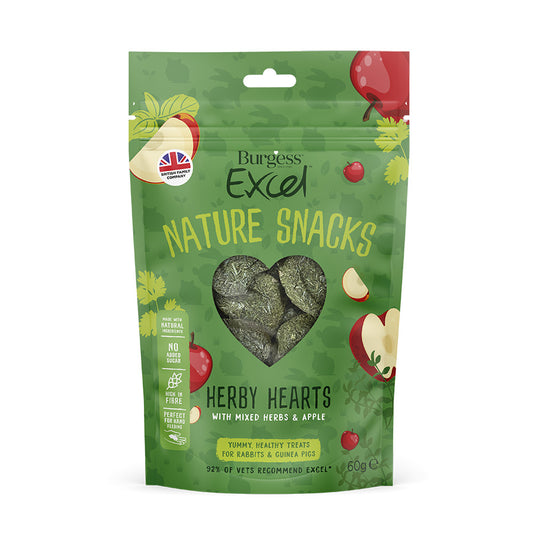 Burgess Excel Small Animal Treats Herby Hearts with Mixed Herbs & Apple 60g