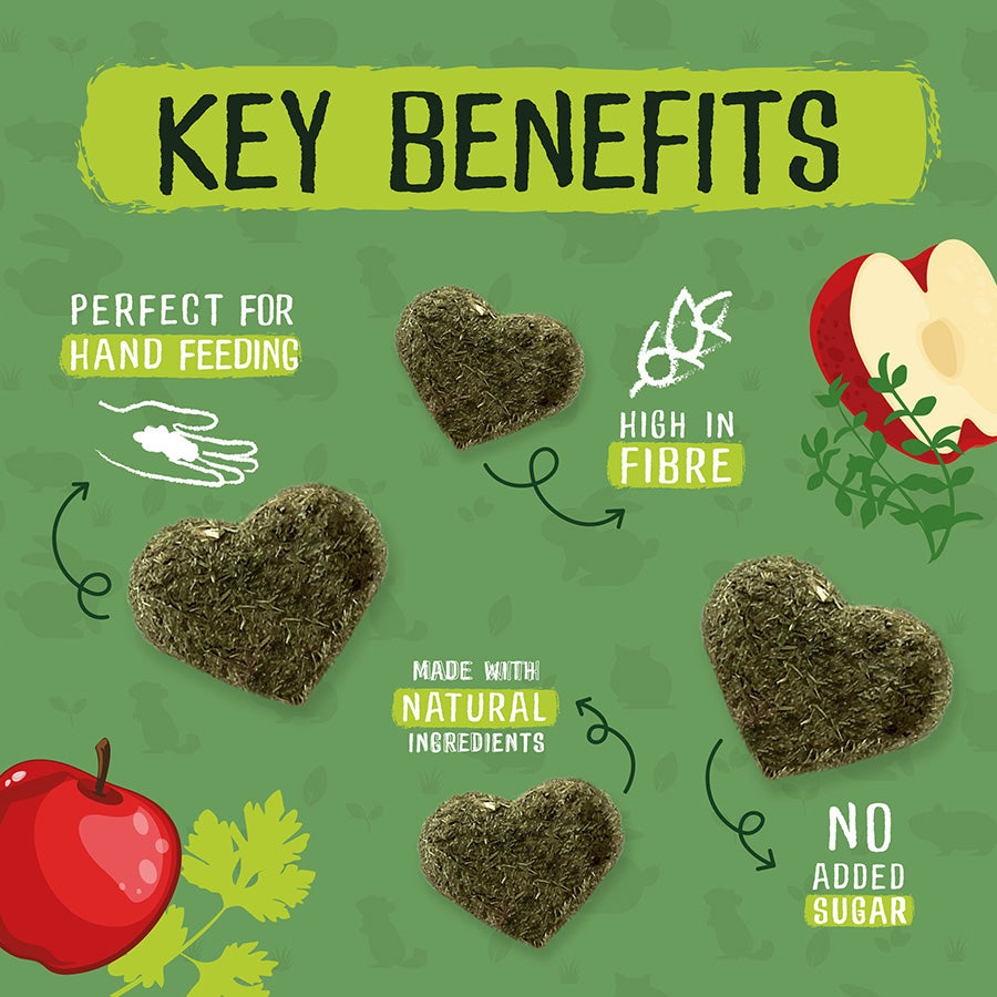 Burgess Excel Small Animal Treats Herby Hearts with Mixed Herbs & Apple 60g