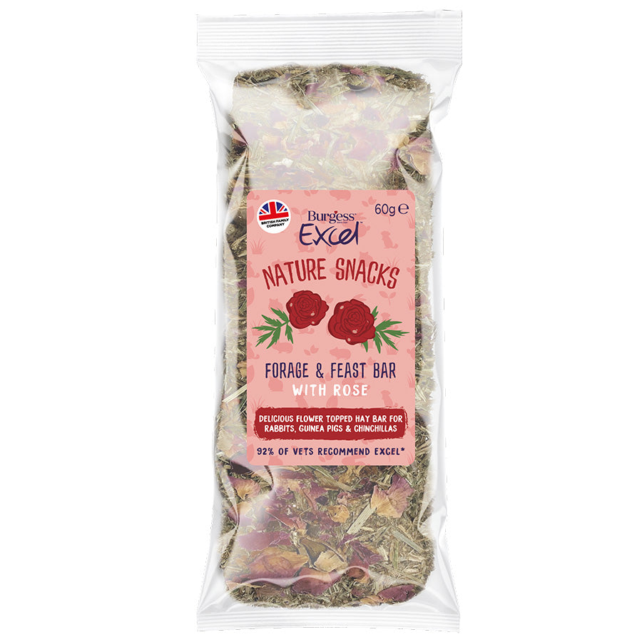Burgess Excel Small Animal Treats Forage & Feast Hay Bar Rose 60g