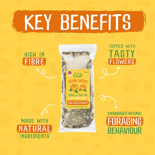 Burgess Excel Small Animal Treats Forage & Feast Hay Bar Marigold 60g