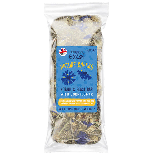Burgess Excel Small Animal Treats Forage & Feast Hay Bar Cornflower 60g