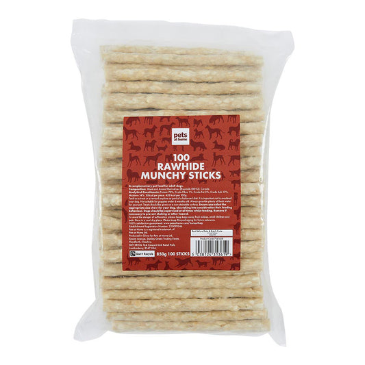 Pets at Home Rawhide Munchy Sticks Dog Treats 100 Pack 850g