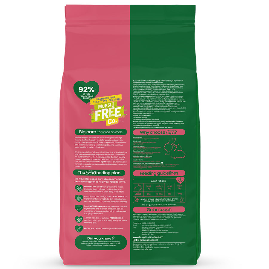 Burgess Excel Mature Rabbit Nuggets 1.5kg
