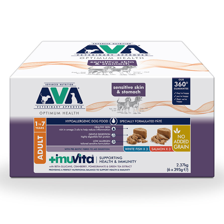 AVA Optimum Health Sensitive Wet Adult Dog Food 6x395g