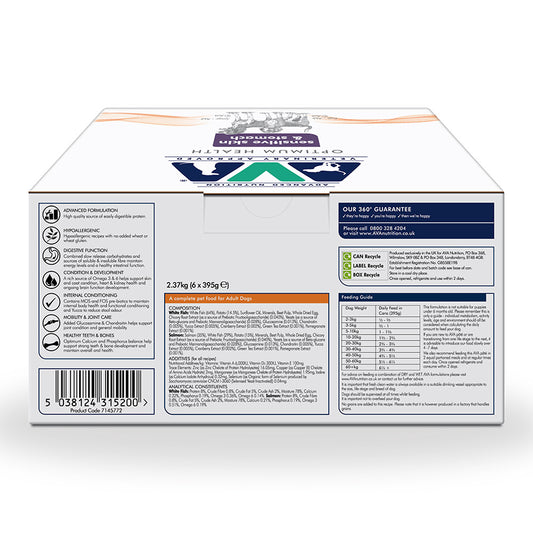 AVA Optimum Health Sensitive Wet Adult Dog Food 6x395g