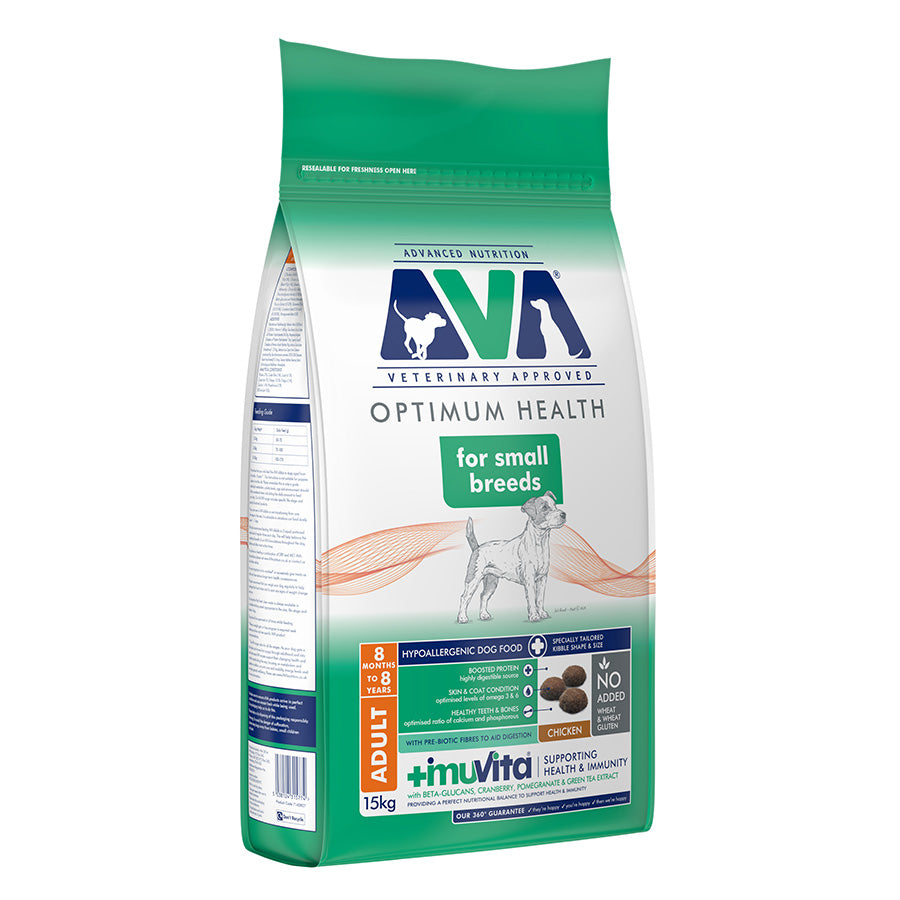 AVA Optimum Health Small Breed Adult Dry Dog Food Chicken 15kg