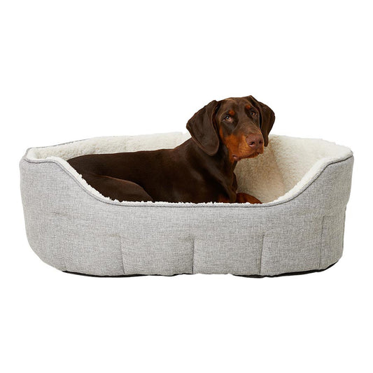 Pets at Home Linen Scallop Oval Dog Bed Grey