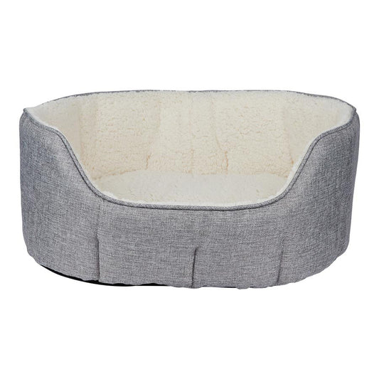 Pets at Home Linen Scallop Oval Dog Bed Grey