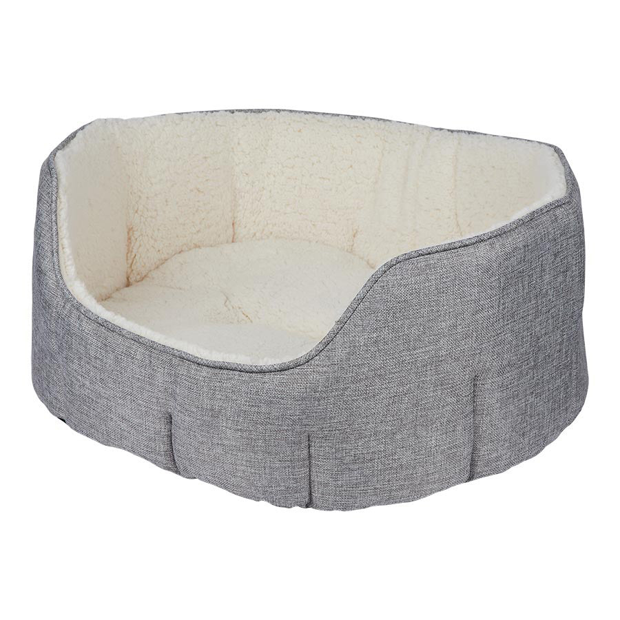 Pets at Home Linen Scallop Oval Dog Bed Grey