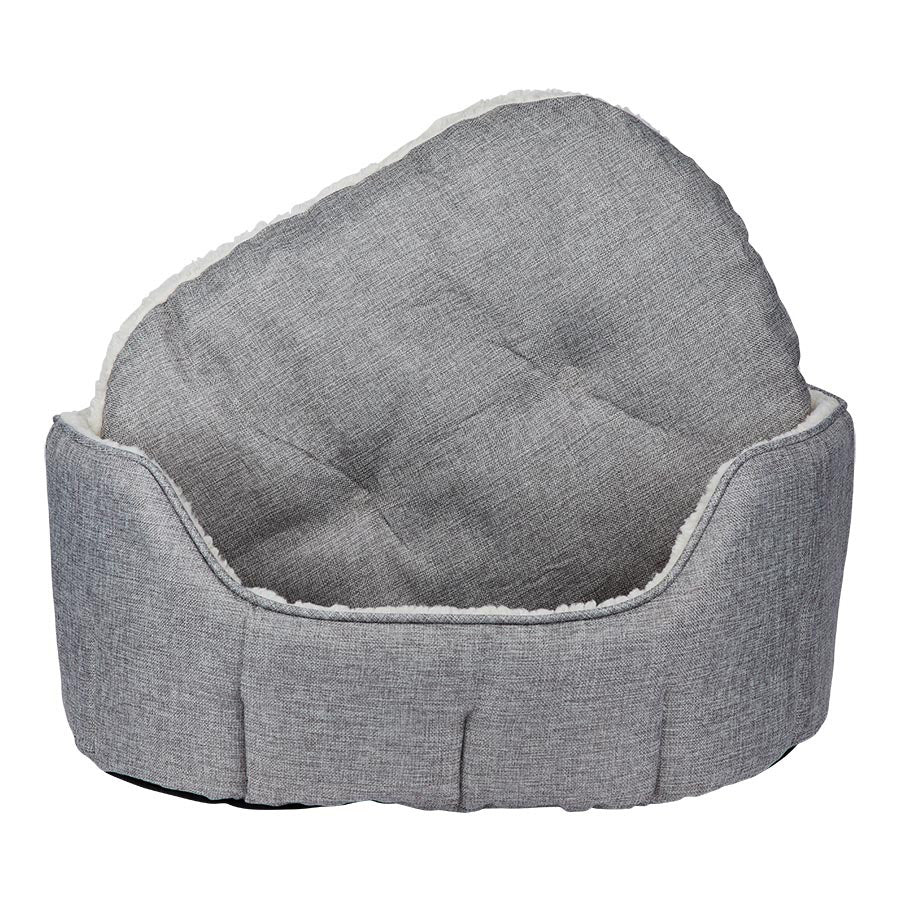Pets at Home Linen Scallop Oval Dog Bed Grey