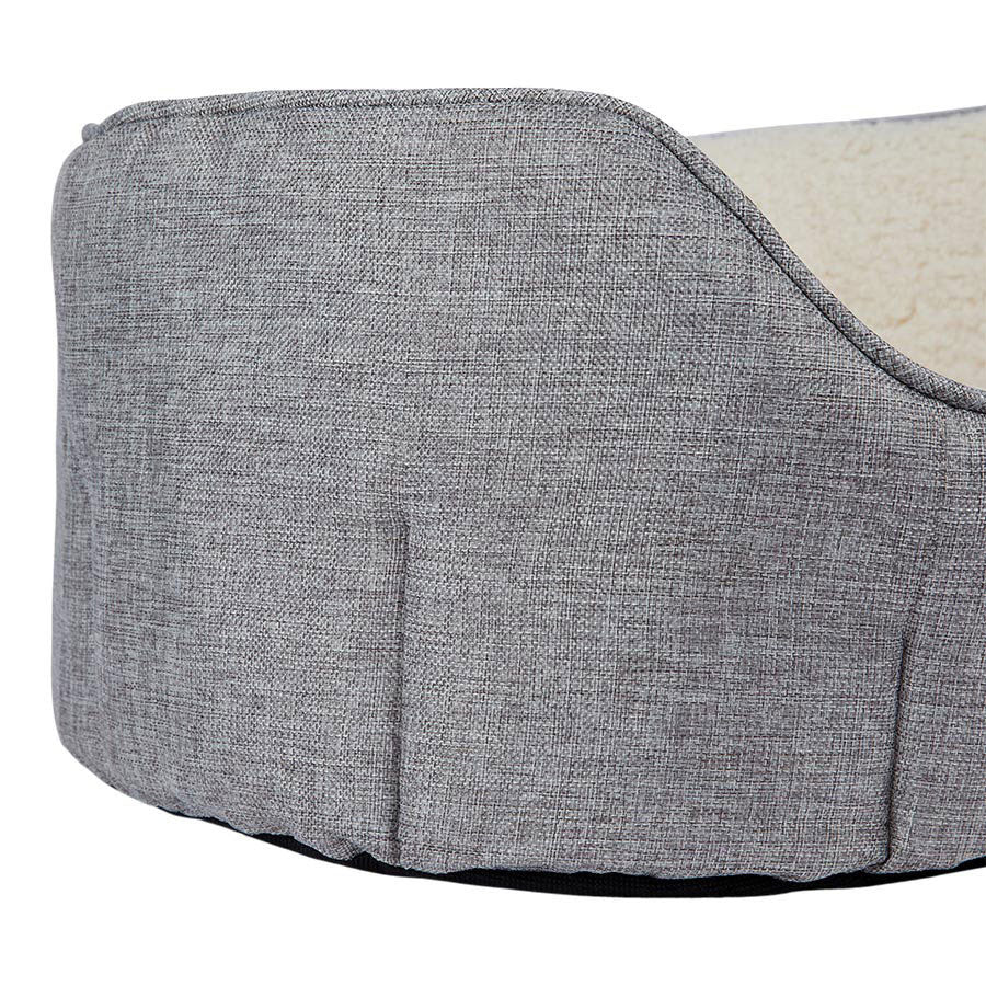 Pets at Home Linen Scallop Oval Dog Bed Grey
